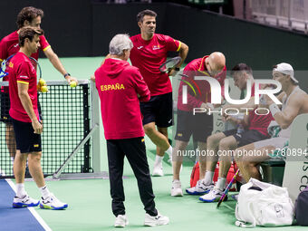 Rafael Nadal  during training before Davis Cup Final in Malaga Spain on 15 November 2024. (