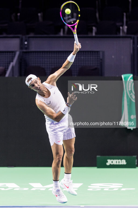 Rafael Nadal  during training before Davis Cup Final in Malaga Spain on 15 November 2024. 