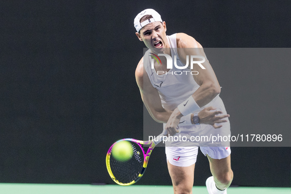 Rafael Nadal  during training before Davis Cup Final in Malaga Spain on 15 November 2024. 