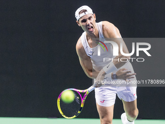 Rafael Nadal  during training before Davis Cup Final in Malaga Spain on 15 November 2024. (