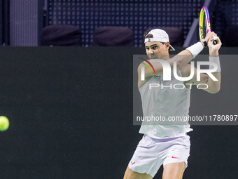 Rafael Nadal  during training before Davis Cup Final in Malaga Spain on 15 November 2024. (