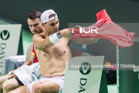 Rafael Nadal  during training before Davis Cup Final in Malaga Spain on 15 November 2024. 