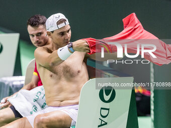 Rafael Nadal  during training before Davis Cup Final in Malaga Spain on 15 November 2024. (