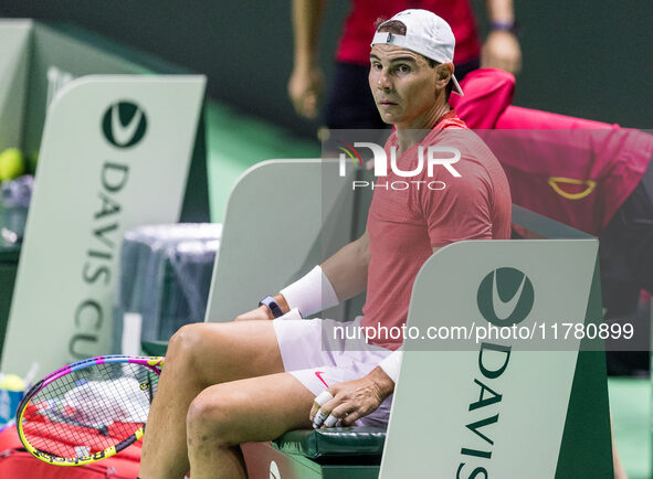 Rafael Nadal  during training before Davis Cup Final in Malaga Spain on 15 November 2024. 