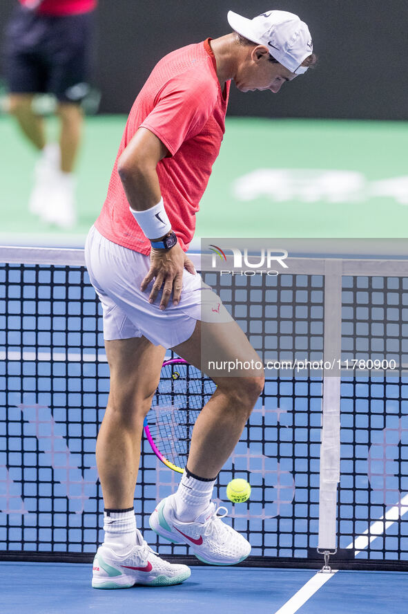 Rafael Nadal  during training before Davis Cup Final in Malaga Spain on 15 November 2024. 