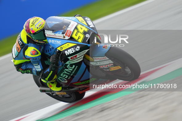 Fermin Aldeguer (54) of Spain and Beta Tools Speedup Boscoscuro during the free practice of the Motul Solidarity Grand Prix of Barcelona at...