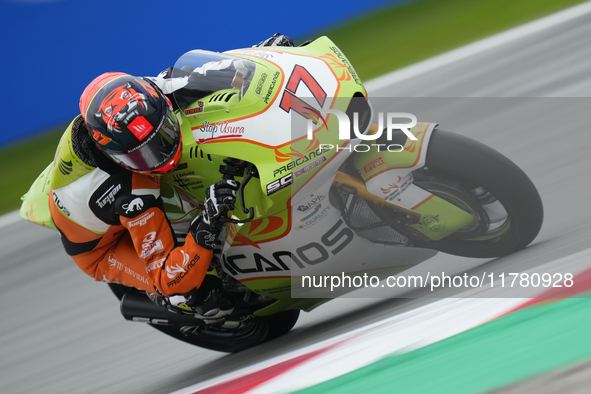 David Munoz (17) of Spain and Preicanos Racing Team Kalex during the free practice of the Motul Solidarity Grand Prix of Barcelona at Ricard...