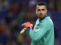 Diogo Costa of Portugal warms up before the UEFA Nations League 2024/25 League A Group A1 match between Portugal and Poland at Estadio Do Dr...