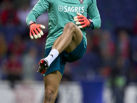 Diogo Costa of Portugal warms up before the UEFA Nations League 2024/25 League A Group A1 match between Portugal and Poland at Estadio Do Dr...