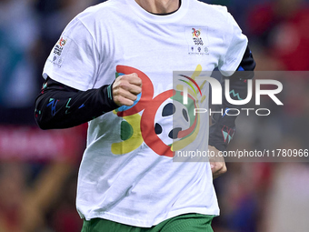 Cristiano Ronaldo of Portugal warms up before the UEFA Nations League 2024/25 League A Group A1 match between Portugal and Poland at Estadio...