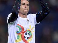 Cristiano Ronaldo of Portugal warms up before the UEFA Nations League 2024/25 League A Group A1 match between Portugal and Poland at Estadio...