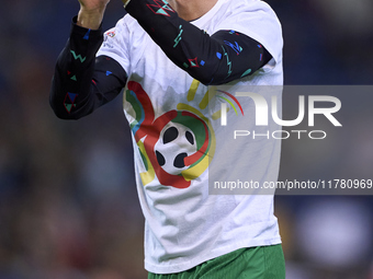 Cristiano Ronaldo of Portugal warms up before the UEFA Nations League 2024/25 League A Group A1 match between Portugal and Poland at Estadio...