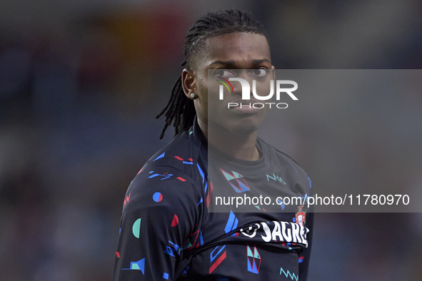 Rafael Leao of Portugal warms up before the UEFA Nations League 2024/25 League A Group A1 match between Portugal and Poland at Estadio Do Dr...