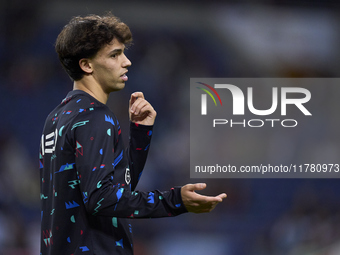 Joao Felix of Portugal warms up before the UEFA Nations League 2024/25 League A Group A1 match between Portugal and Poland at Estadio Do Dra...