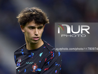 Joao Felix of Portugal warms up before the UEFA Nations League 2024/25 League A Group A1 match between Portugal and Poland at Estadio Do Dra...