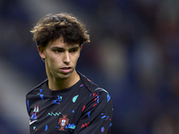 Joao Felix of Portugal warms up before the UEFA Nations League 2024/25 League A Group A1 match between Portugal and Poland at Estadio Do Dra...