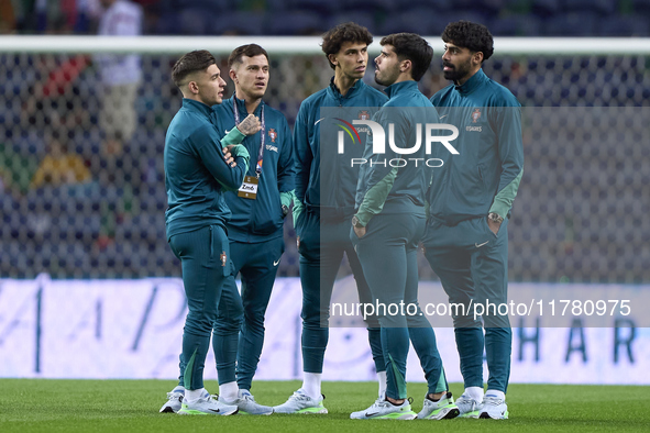 Players of Portugal look on before the UEFA Nations League 2024/25 League A Group A1 match between Portugal and Poland at Estadio Do Dragao...