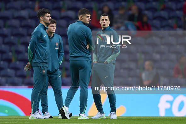 Players of Portugal look on before the UEFA Nations League 2024/25 League A Group A1 match between Portugal and Poland at Estadio Do Dragao...