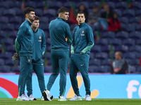 Players of Portugal look on before the UEFA Nations League 2024/25 League A Group A1 match between Portugal and Poland at Estadio Do Dragao...