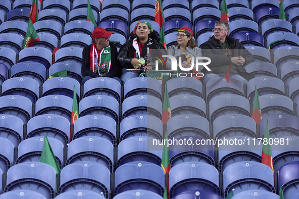 Portugal fans await the start before the UEFA Nations League 2024/25 League A Group A1 match between Portugal and Poland at Estadio Do Draga...