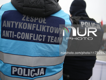 In Warsaw, Poland, on November 10, 2024, the police anti-conflict team participates in the monthly celebrations of the Smolensk disaster at...