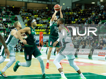 Marcel Ponitka participates in a match of the Orlen Basket Liga between Zastal Zielona Gora and WKS Slask Wroclaw in Wroclaw, Poland, on Nov...