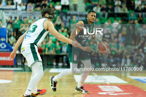 Angel Nunez participates in a match of the Orlen Basket Liga between Zastal Zielona Gora and WKS Slask Wroclaw in Wroclaw, Poland, on Novemb...