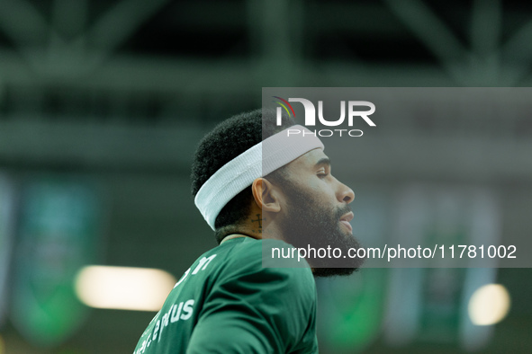 Walter Hodge participates in a match of the Orlen Basket Liga between Zastal Zielona Gora and WKS Slask Wroclaw in Wroclaw, Poland, on Novem...