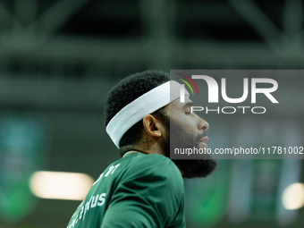 Walter Hodge participates in a match of the Orlen Basket Liga between Zastal Zielona Gora and WKS Slask Wroclaw in Wroclaw, Poland, on Novem...