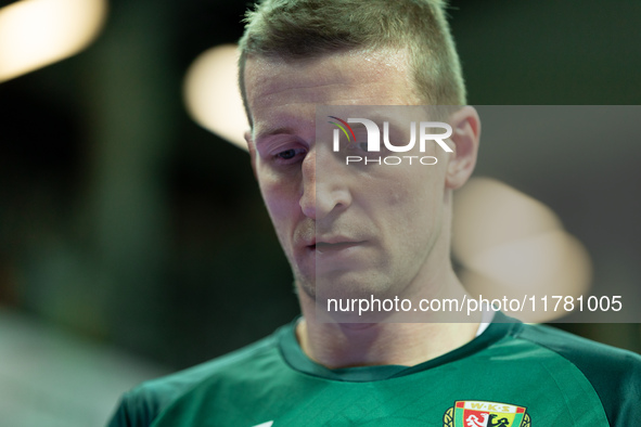 Adam Waczynski participates in a match of the Orlen Basket Liga between Zastal Zielona Gora and WKS Slask Wroclaw in Wroclaw, Poland, on Nov...