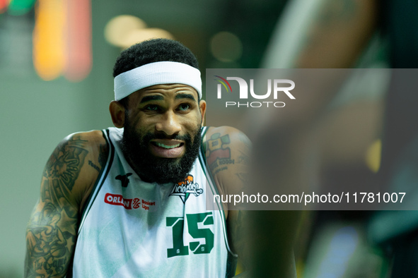 Walter Hodge participates in a match of the Orlen Basket Liga between Zastal Zielona Gora and WKS Slask Wroclaw in Wroclaw, Poland, on Novem...