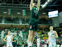 Daniel Golebiowski participates in a match of the Orlen Basket Liga between Zastal Zielona Gora and WKS Slask Wroclaw in Wroclaw, Poland, on...