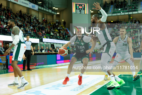 Marcel Ponitka participates in a match of the Orlen Basket Liga between Zastal Zielona Gora and WKS Slask Wroclaw in Wroclaw, Poland, on Nov...