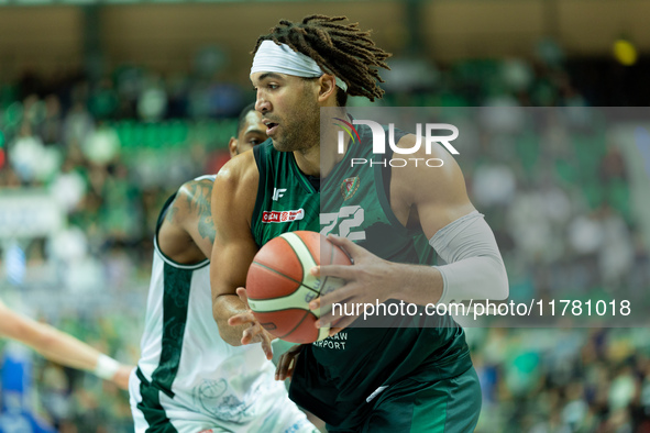 Reggie Lynch participates in a match of the Orlen Basket Liga between Zastal Zielona Gora and WKS Slask Wroclaw in Wroclaw, Poland, on Novem...