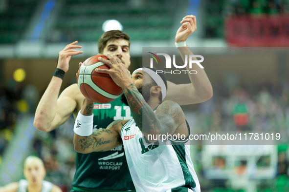 Walter Hodge participates in a match of the Orlen Basket Liga between Zastal Zielona Gora and WKS Slask Wroclaw in Wroclaw, Poland, on Novem...