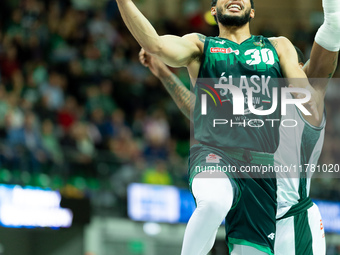 Jeremy Senglin participates in a match of the Orlen Basket Liga between Zastal Zielona Gora and WKS Slask Wroclaw in Wroclaw, Poland, on Nov...