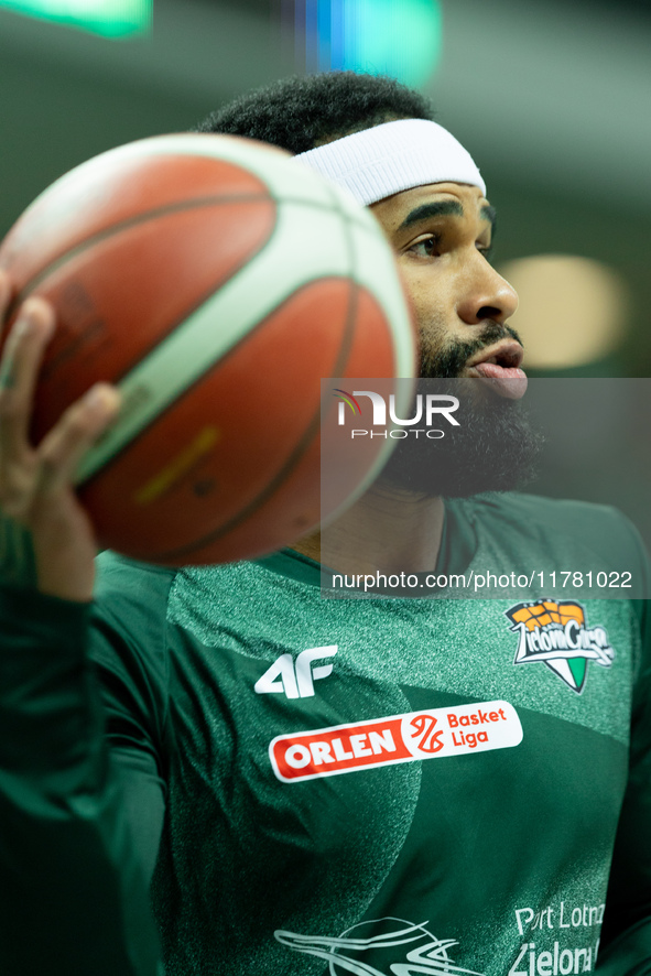 Walter Hodge participates in a match of the Orlen Basket Liga between Zastal Zielona Gora and WKS Slask Wroclaw in Wroclaw, Poland, on Novem...