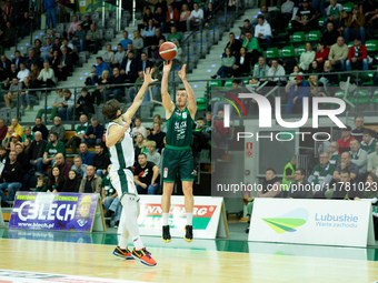 Daniel Golebiowski participates in a match of the Orlen Basket Liga between Zastal Zielona Gora and WKS Slask Wroclaw in Wroclaw, Poland, on...