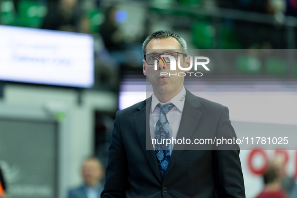 Miodrag Rajkovic participates in a match of the Orlen Basket Liga between Zastal Zielona Gora and WKS Slask Wroclaw in Wroclaw, Poland, on N...