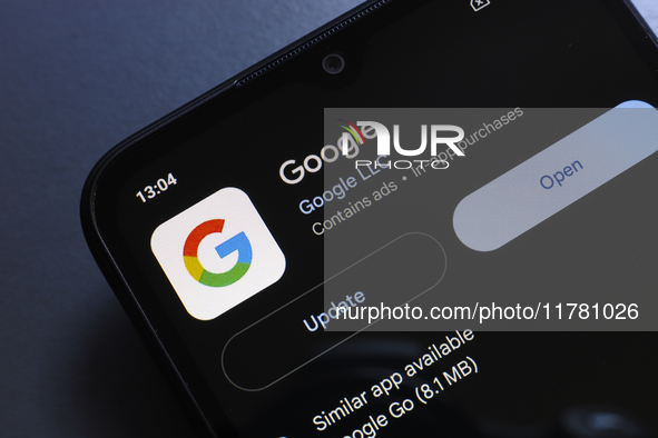 The Google app logo appears on a smartphone screen in Reno, United States, on November 15, 2024. 