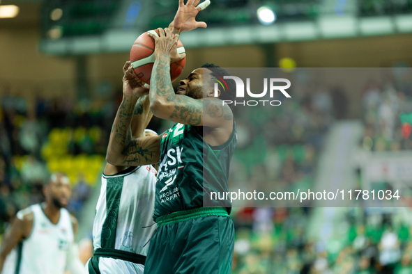 Donell Cooper participates in a match of the Orlen Basket Liga between Zastal Zielona Gora and WKS Slask Wroclaw in Wroclaw, Poland, on Nove...