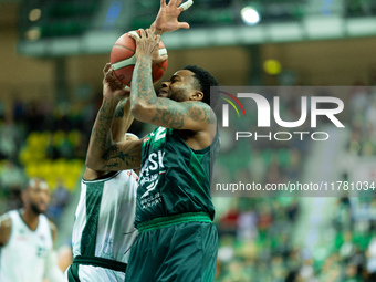 Donell Cooper participates in a match of the Orlen Basket Liga between Zastal Zielona Gora and WKS Slask Wroclaw in Wroclaw, Poland, on Nove...