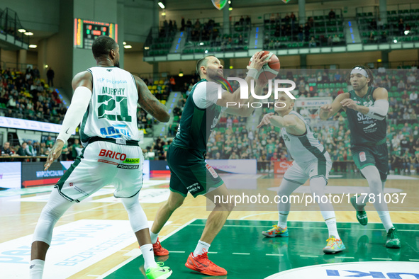 Marcel Ponitka participates in a match of the Orlen Basket Liga between Zastal Zielona Gora and WKS Slask Wroclaw in Wroclaw, Poland, on Nov...