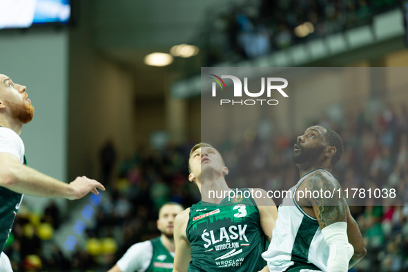 Sindarius Thornwell participates in a match of the Orlen Basket Liga between Zastal Zielona Gora and WKS Slask Wroclaw in Wroclaw, Poland, o...