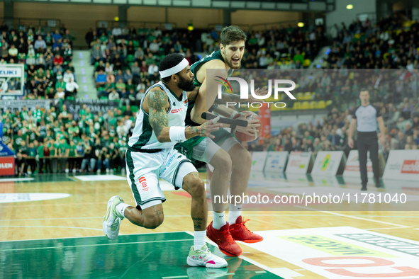 ADJIN PENAVA participates in a match of the Orlen Basket Liga between Zastal Zielona Gora and WKS Slask Wroclaw in Wroclaw, Poland, on Novem...