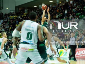 Jeremy Senglin participates in a match of the Orlen Basket Liga between Zastal Zielona Gora and WKS Slask Wroclaw in Wroclaw, Poland, on Nov...