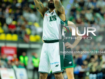 Walter Hodge participates in a match of the Orlen Basket Liga between Zastal Zielona Gora and WKS Slask Wroclaw in Wroclaw, Poland, on Novem...