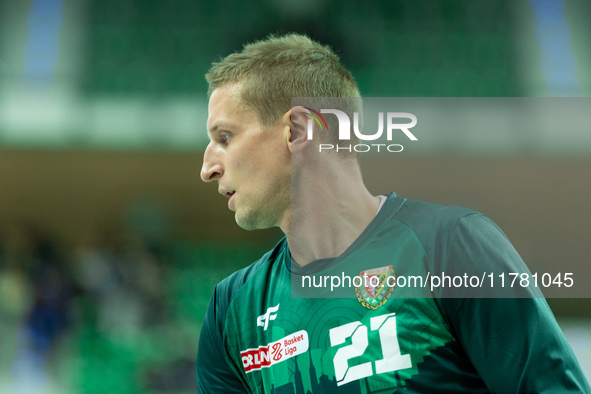 Adam Waczynski participates in a match of the Orlen Basket Liga between Zastal Zielona Gora and WKS Slask Wroclaw in Wroclaw, Poland, on Nov...