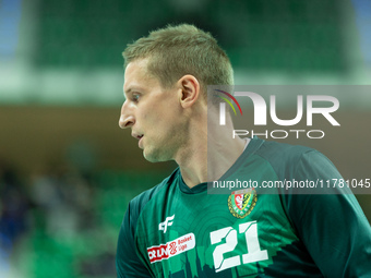 Adam Waczynski participates in a match of the Orlen Basket Liga between Zastal Zielona Gora and WKS Slask Wroclaw in Wroclaw, Poland, on Nov...