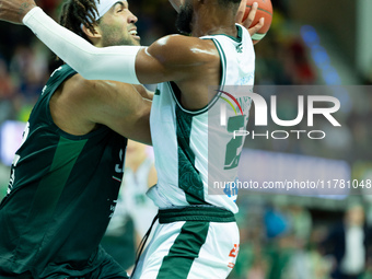 Reggie Lynch participates in a match of the Orlen Basket Liga between Zastal Zielona Gora and WKS Slask Wroclaw in Wroclaw, Poland, on Novem...